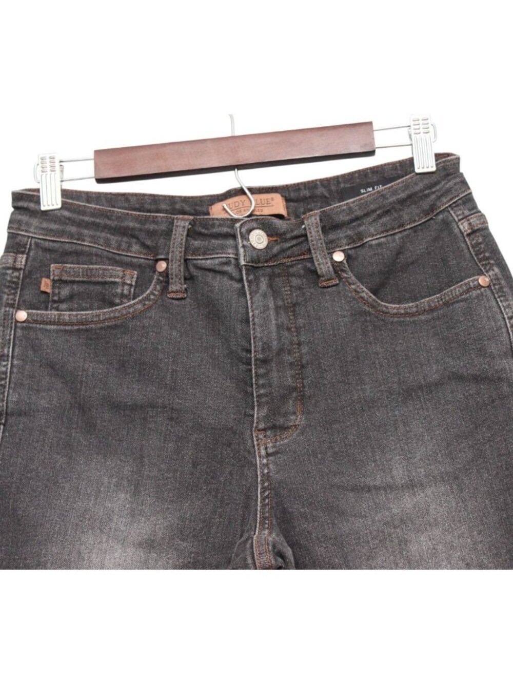 Judy Blue Jeans Size 7 28 Slim Fit Black Stretch Denim Tummy Control Preppy - Picture 2 of 12